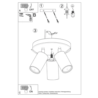 Plafon RING 3P burgund