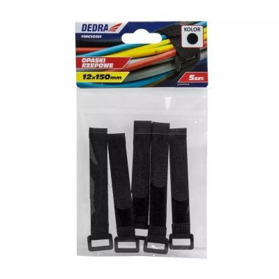 Opaski rzepowe 16x310mm, czarne 5szt