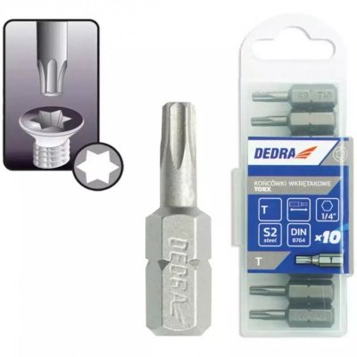 Końcówki wkrętakowe Torx T10x25mm,10szt pudełko plast