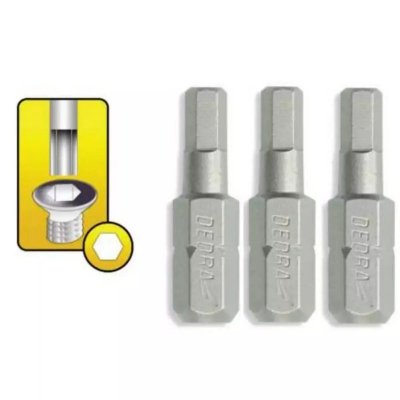 Końcówki wkrętakowe Hex H4x25mm, 3szt blister