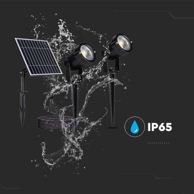 Oprawa gruntowa ogrodowa wbijana LED V-TAC solarna zestaw 2x1.2W IP65 VT-11031 3000K 90lm 3 lata gwarancji