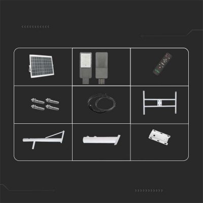 Naświetlacz oprawa uliczna LED solarna V-TAC BRIDGELUX CHIP IP65 pilot LiFePO4 panel 60W VT-15200ST 4000K 3000lm