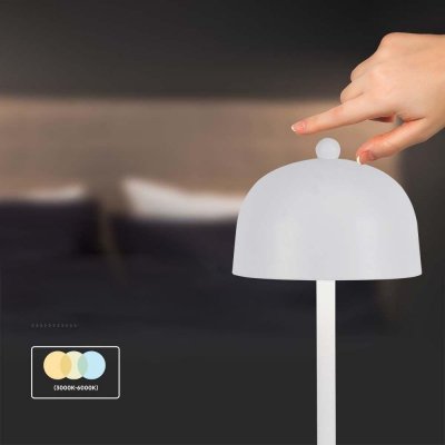Lampka Biurkowa Nocna V-TAC 3W LED 30cm Ładowanie USB Ściemnianie Biała VT-1052 3000K-6000K 200lm