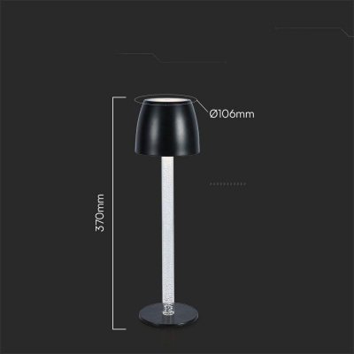 Lampka stołowa nocna V-TAC 3W LED 37cm ładowanie ściemnianie czarna VT-7576 3000K 310lm