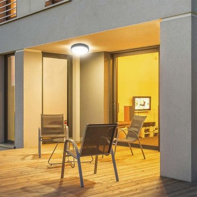 Oprawa sufitowa plafoniera V-TAC 36W LED okrągły 35cm natynkowy IP44 czarny VT-8630B 3000K 3820lm