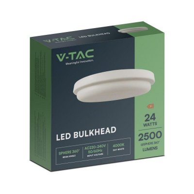 Oprawa sufitowa plafoniera V-TAC 24W LED okrągły 240x38mm IP54 VT-80024 6500K 2500lm