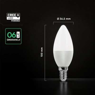Żarówka LED V-TAC CREE CHIP 6,5W E14 świeczka VT-268 4000K 600lm 6 lat gwarancji
