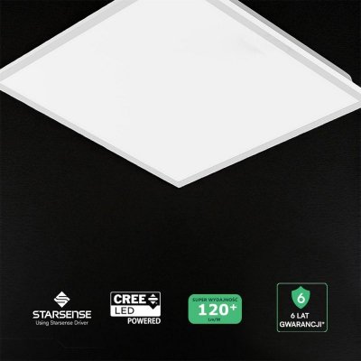 Panel LED V-TAC 40W 60x60 LED CREE CHIP zasilacz STARSENSE backlight 33mm 120Lm/W VT-61044 6500K 4800lm 6 lat gwarancji
