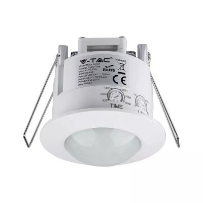 Czujnik Ruchu Sufitowy 360st Wpuszczany Okrągły Biały V-TAC VT-8029