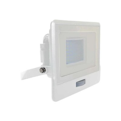 Projektor LED V-TAC 30W SAMSUNG CHIP Czujnik Ruchu Biały Z MUFĄ VT-138S 6500K 2340lm 5 Lat Gwarancji