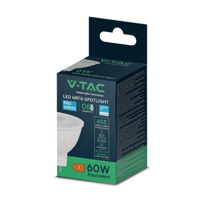 Żarówka LED V-TAC SAMSUNG CHIP 6W GU5.3 MR16 12V 38st VT-257 3000K 455lm 5 Lat Gwarancji
