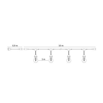 Girlanda BAJA LED SET 10x1W 10m  E27 Kobi Design