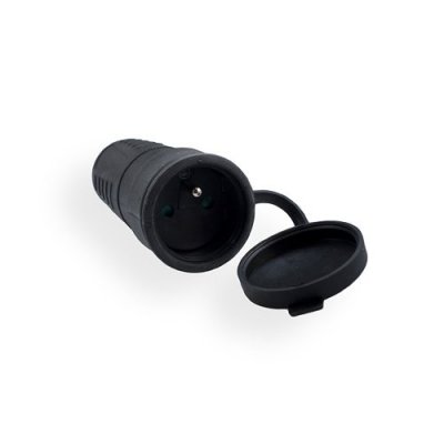 Gniazdo 1gn/Zu czarne gumowe IP44 Elgotech