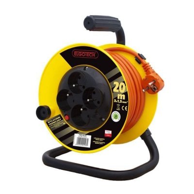 Przedłużacz bębnowy PZB1-40-20Y 4gn/20m/Zu/1,5mm pomarańczowy Elgotech