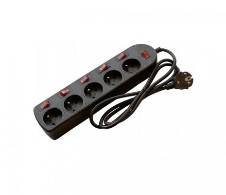 Przedłużacz 5gn/1,5m/Zu+W/1mm czarny Elgotech