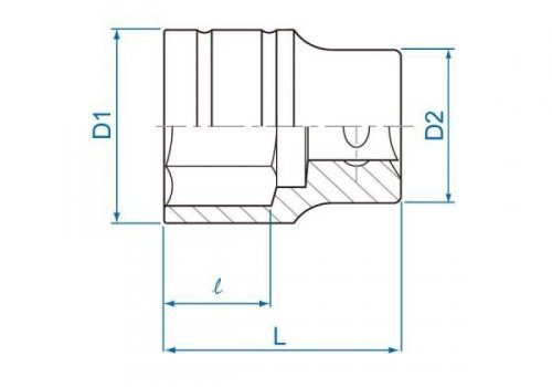 NASADKA KRÓTKA 1/2&quot; 39mm x 48mm, 6-kąt. Cr-v King Tony