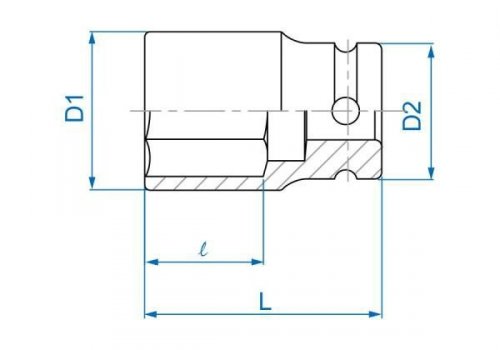 NASADKA KRÓTKA UDAROWA CIENKOŚCIENNA 1/2&quot; 21mm x 52mm, 6-kąt King Tony