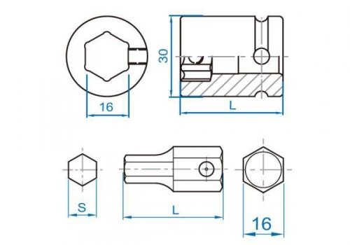 BIT UDAROWY DO UCHWYTU 16mm HEX 19mm King Tony