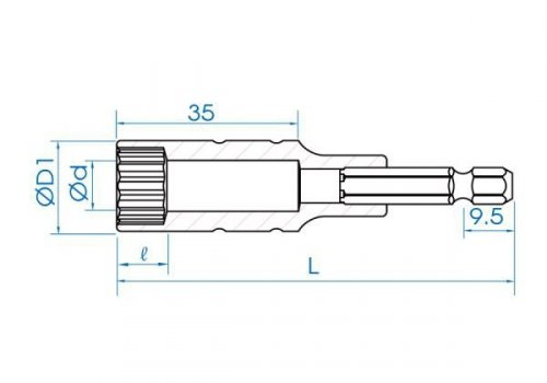 NASADKA DŁUGA 12-KĄTNA DO WKRĘTAREK 1/4&quot; 16mm x 80mm King Tony