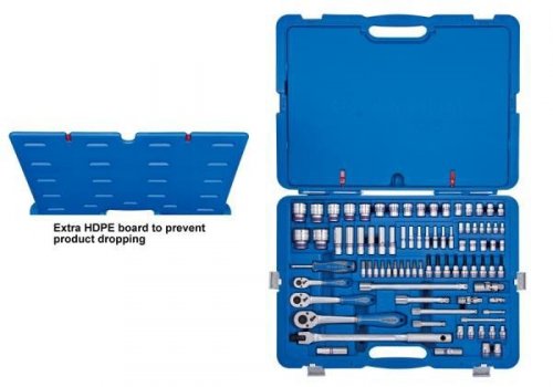 ZESTAW NASADEK 1/4&quot;+3/8&quot;+1/2&quot; 119cz. 4 -32mm 6-kąt. Z AKCESORIAMI, CHROM+NARZĘDZIA UNIWERSALNE W WALIZCE PLAST. K