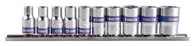 ZESTAW NASADEK 1/4&quot; 9cz. KRÓTKIE, 12-kąt. 5 - 13mm, SZYNA King Tony