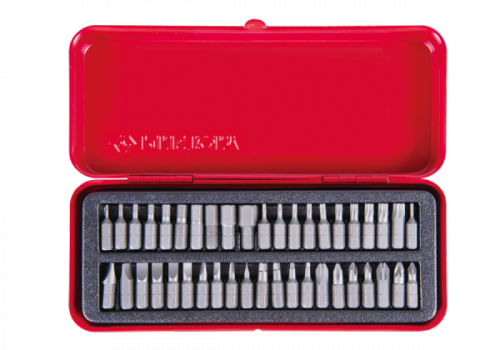 ZESTAW BITÓW 1/4&quot; 42cz. PŁASKIE 3 - 8mm, PH0 - PH3, PZ1 - PZ3, HEX 1,5 - 10mm, TORX T6 - T40, KWADRAT R0 - R3, KASETA King 