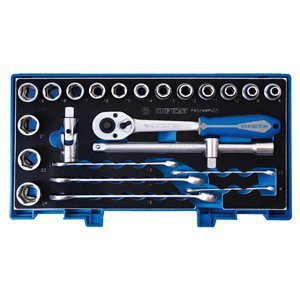 KING TONY - ZESTAW NASADEK 1/2&quot; 24cz. KRÓTKIE 6-kąt. 8-24mm, KLUCZE PŁASKO OCZKOWE, AKCESORIA, WALIZKA GRATIS King Tony