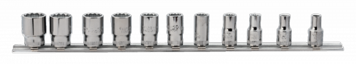 Nasadki 1/4&quot; 11 szt. na szynie BAHCO