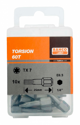 Bit 1/4&quot; Torsion do śrub TORX T7x5 mm, 10 szt. BAHCO