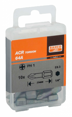 Bit udarowy 1/4&quot; Torsion ACR PH1x25 mm, 10 szt. BAHCO
