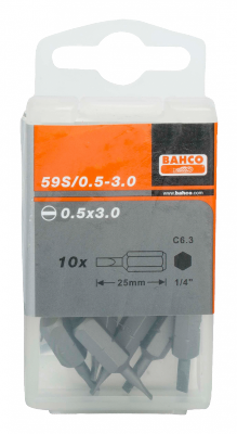 Bit 1/4&quot; do śrub płaskich 0.5x4x25 mm, 10 szt. BAHCO