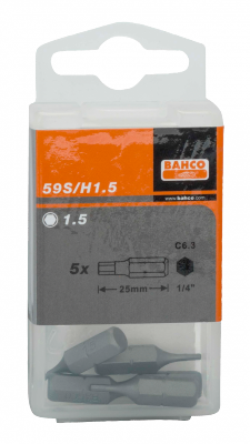 Bit 1/4&quot; do śrub imbusowych 2x25 mm, 5 szt. BAHCO