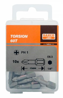 Bit 1/4&quot; Torsion PH2x25 mm, 10 szt. BAHCO