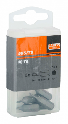 Bit 1/4&quot; do śrub TORX T5x25mm, 5 szt. BAHCO