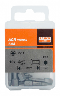 Bit udarowy 1/4&quot; Torsion ACR PZ3x25 mm, 10 szt. BAHCO
