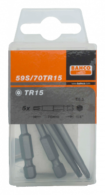 Bit 1/4&quot; do śrub TORX, z otworem centrującym TR27x70 mm, 5 szt. BAHCO