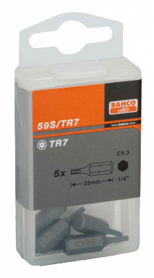 Bit 1/4&quot; do śrub TORX, z otworem TR15x25 mm, 5 szt. BAHCO