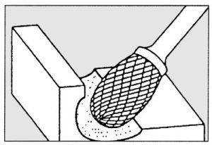 Maly frez trzpieniowy ze stopow twardych, w ksztalcie kropli 0307 53mm 3x7mm Pferd