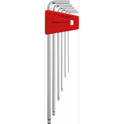 Zest.kluczy trzpien.kąt.w uchwycie z tworz.sztuczn. 6-częściowy, 1,5-5mm Wera końc.kulis.PB Swiss Tools