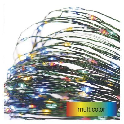 Dekoracje- 150 LED nano łezki 15m multikolor, zielony przewód, IP44 timer