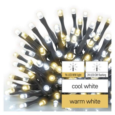 Lampki choinkowe Classic 120 LED 12m ciepła biel + zimna biel miga, IP44, timer