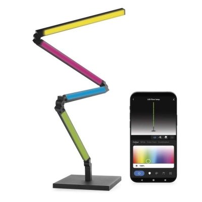 GoSmart Lampa stojąca LED ciepła biel / RGB IC, czarna, 175 cm, WiFi