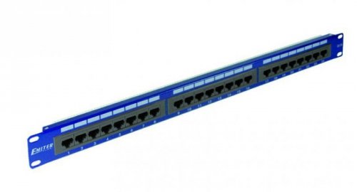 Panel 19&quot;, 24xRJ45 UTP kat.6 (1U) z półką, niebieski