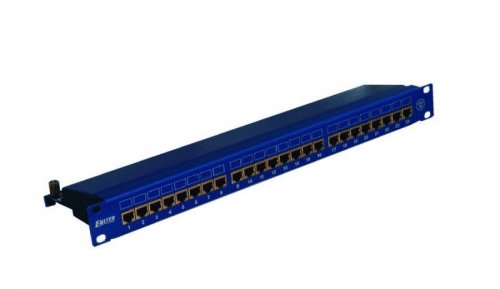 Panel 19&quot;, 24xRJ45 STP kat.6 (1U) z półką, niebieski