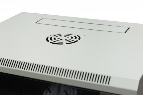 Szafa wiszaca niedzielona 19&quot; 9U, drzwi blacha/szkło, 600×450×500mm szer./gł./wys. (w zestawie: półka stała oraz komplet śr