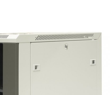 Szafa wisząca niedzielona 19&#039;&#039; 6U, drzwi blacha/szkło,  600×600×370mm szer./gł./wys. (w zestawie: półka stała oraz kom