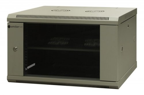 Szafa wisząca niedzielona 19&#039;&#039; 6U, niezmontowana, drzwi blacha/ szkło, 600x600x370mm szer./gł./wys. (w zestawie: półka