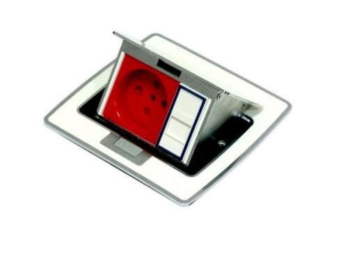 Box blatowy mini 3M - puszka blatowa do montażu gniazd standardu 22,5x45 mm (45x45 mm) uchylna, biała