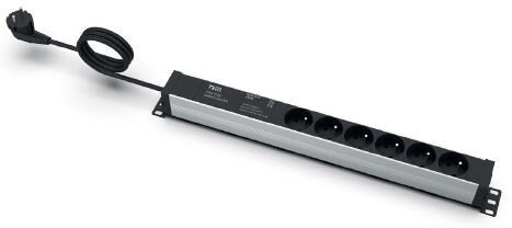 Listwa zasilająca EmiterNet 19&quot; 6-gn.z bolcem, zabezpieczenie przeciwprzepięciowe + filtr przeciwzakłóceniowy, kabel 3mb wt