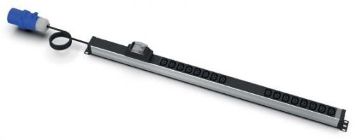 Listwa zasilająca EmiterNet pionowa, 2x wył. MCB C16, 16(8+8) gn. IEC320 C13, kabel 3mb wtyk IEC309A/32A (skręcany)